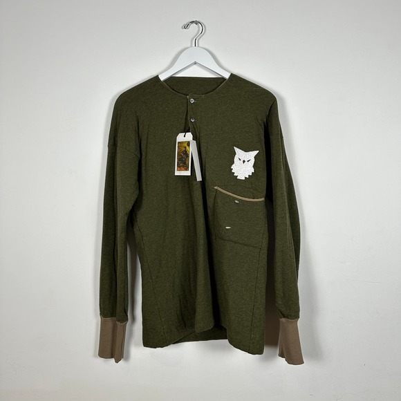 BNWT Maison Margiela SS22 Padded Owl Henley Sweater Green